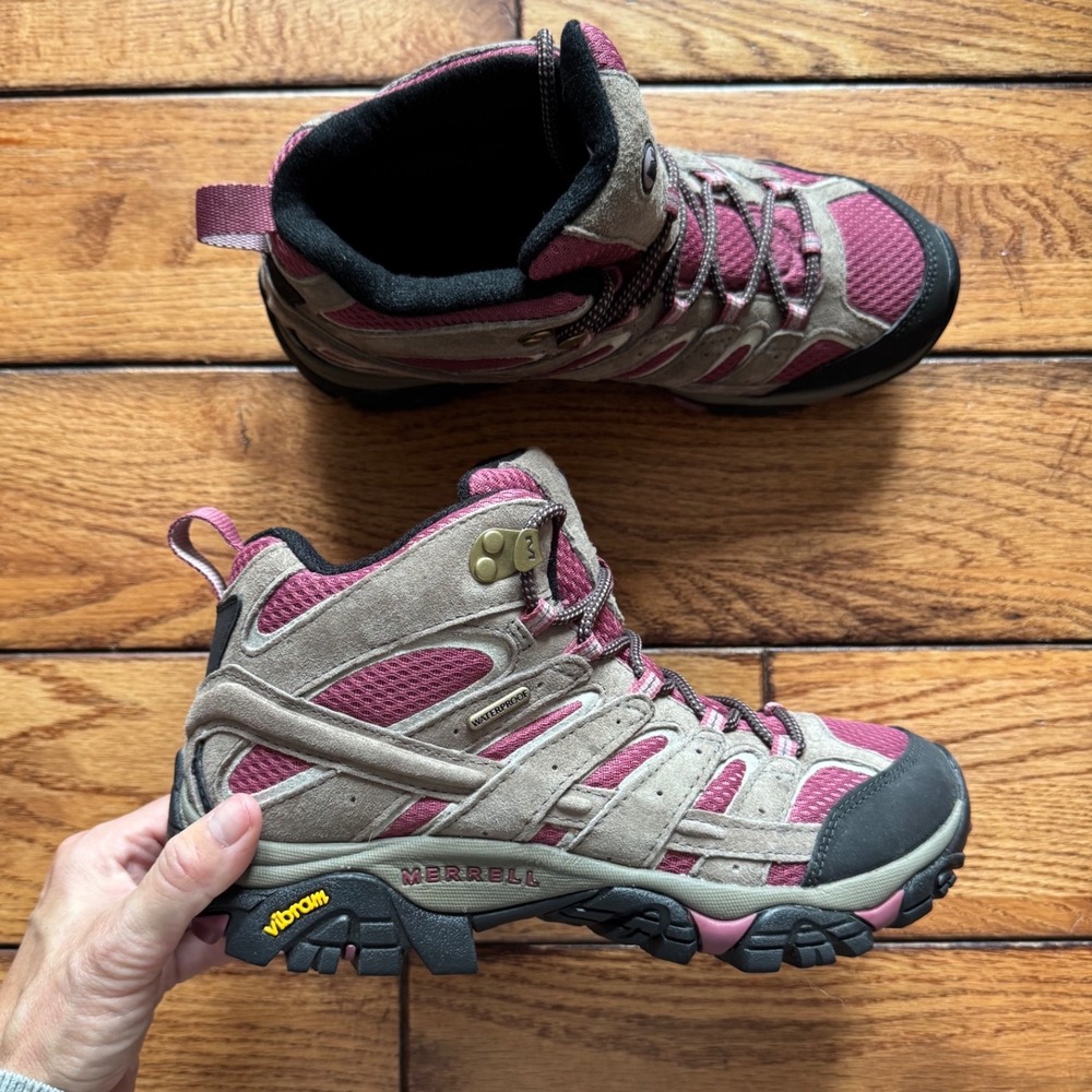 Merrell Moab 3 Mid Waterproof Womens 8.5 Boulder Blush Medium Hiking Trail Boots